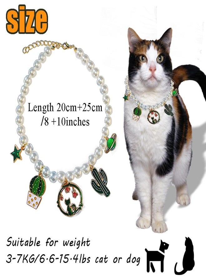 Ouliget Pet Cat Pearl Collar,Adjustable Cute Cat Dog Necklace,Fashion Pearl Jewelry Gifts Pendant for Small Animal Gift Decoration,8 to 10 inches - Image 2